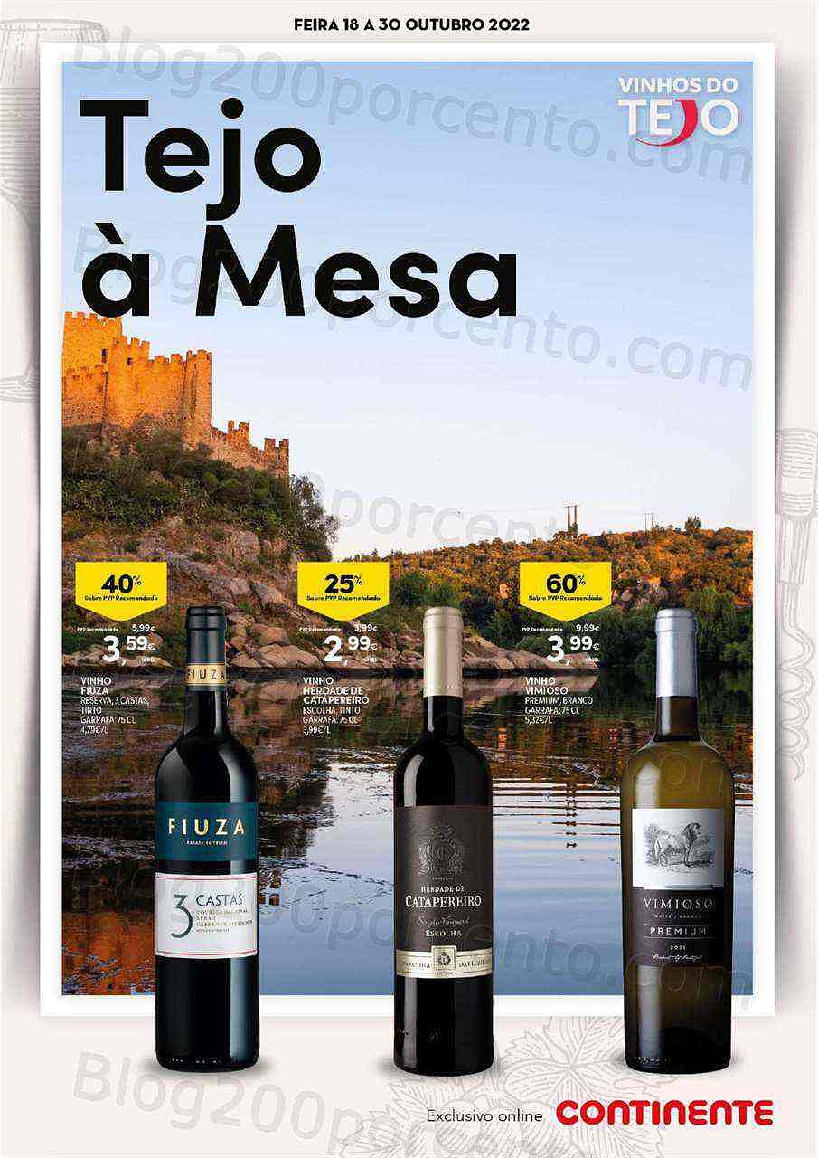 Antevisão Folheto CONTINENTE Feira Vinhos Tejo Promoções de 18 a 30 outubro