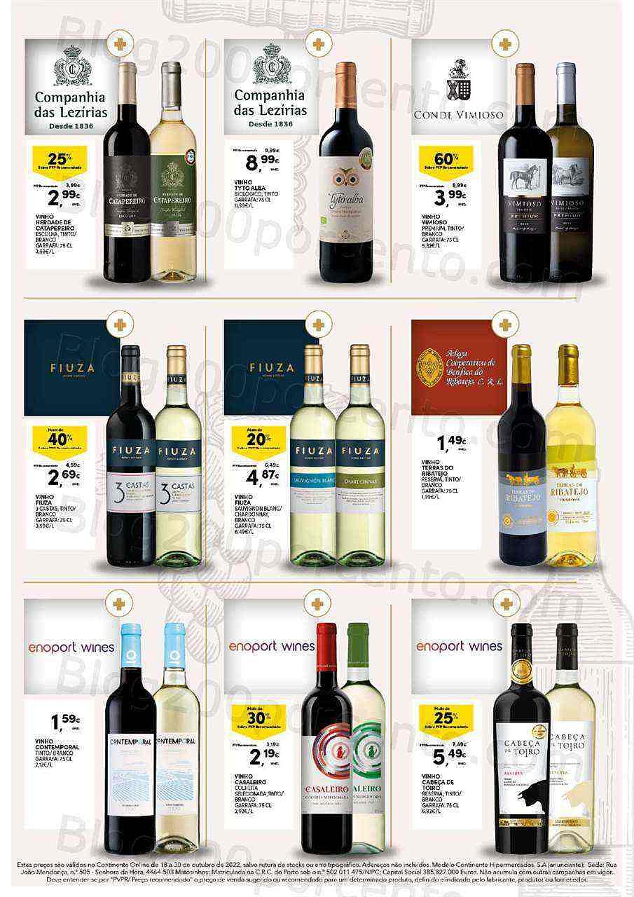 Antevisão Folheto CONTINENTE Feira Vinhos Tejo Promoções de 18 a 30 outubro