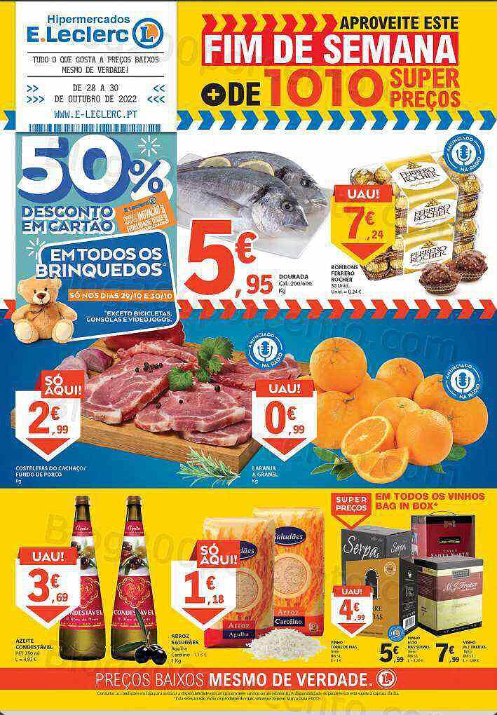 Antevisão Folheto E-LECLERC Promoções Fim de Semana - 28 a 30 outubro