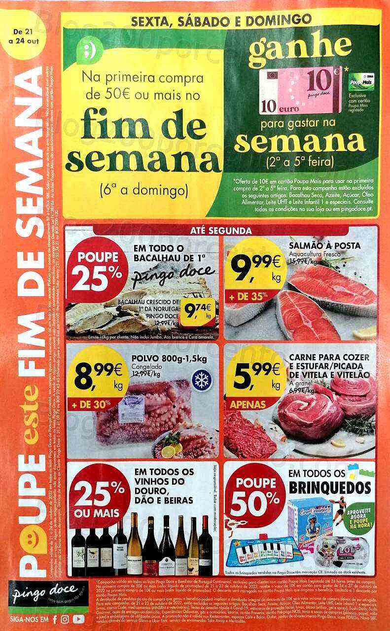 Antevisão Folheto PINGO DOCE Promoções Fim de Semana - 21 a 24 outubro