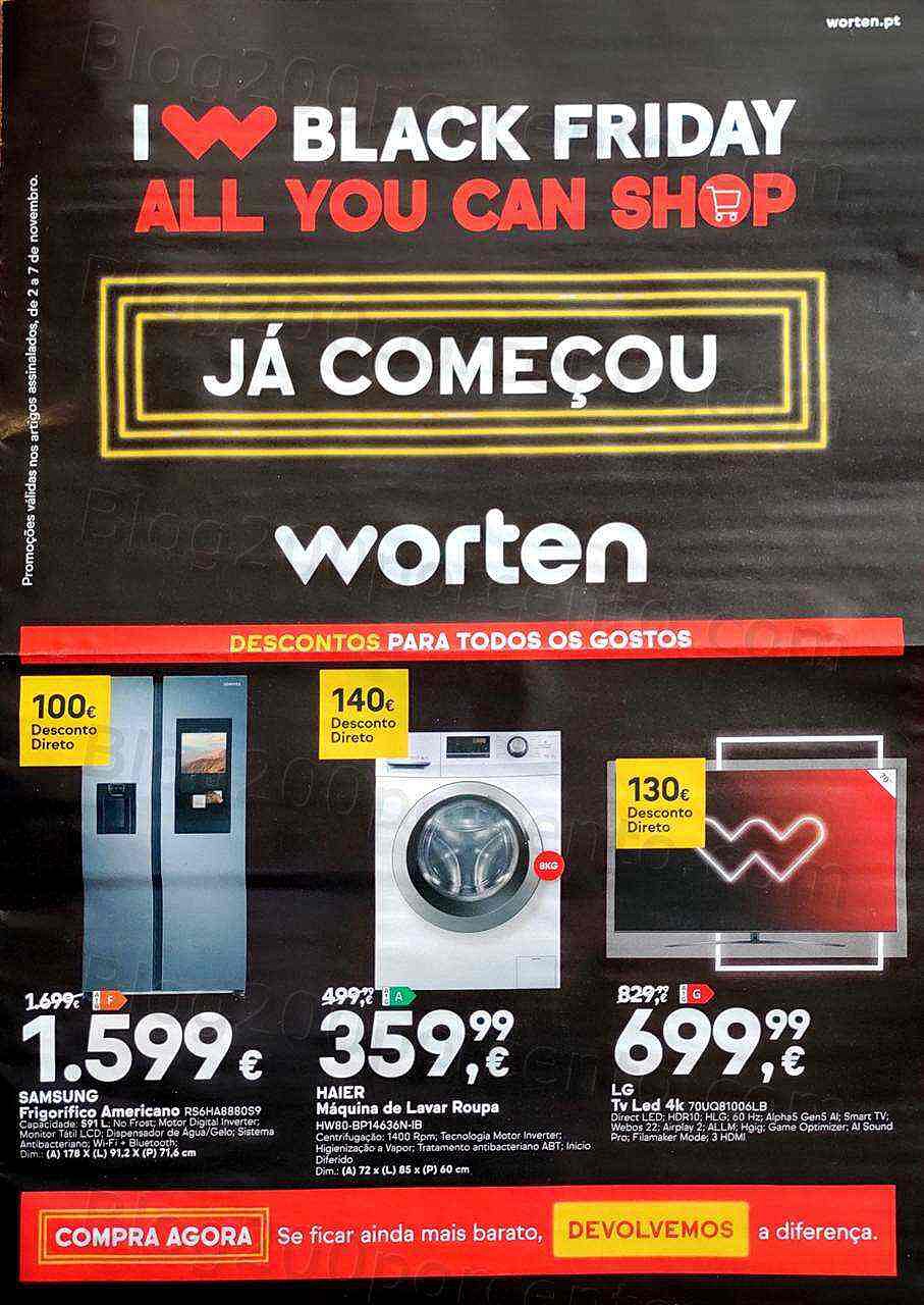 Antevisão Folheto WORTEN Black Friday Promoções de 2 a 7 novembro