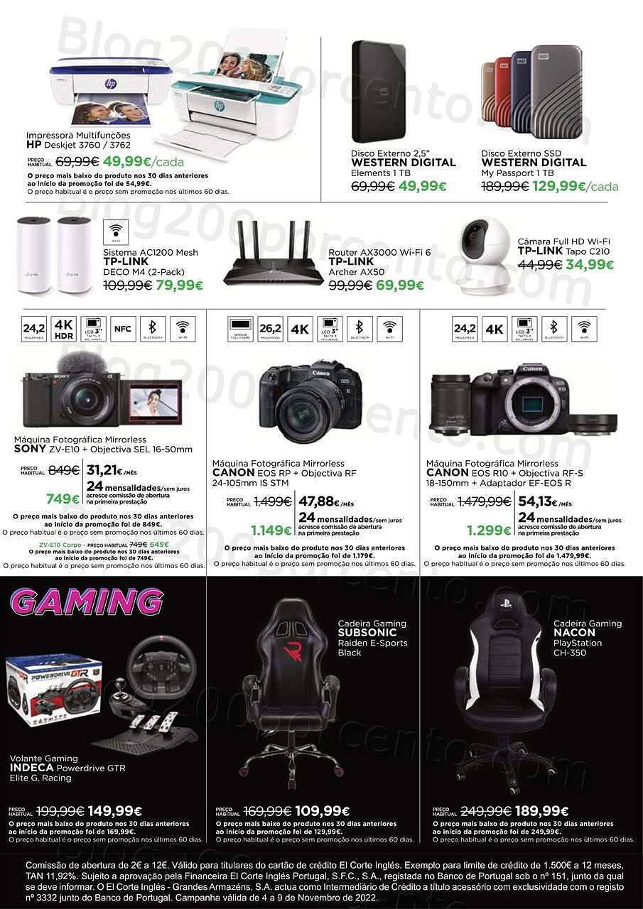 Antevisão Folheto EL CORTE INGLÉS CountDown Black Friday Promoções de 4 a 9 novembro