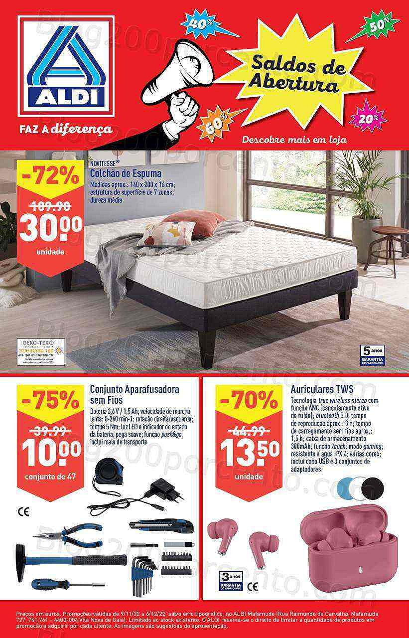 Antevisão Folheto ALDI Aberturas Mafamude Promoções de 9 novembro a 6 dezembro