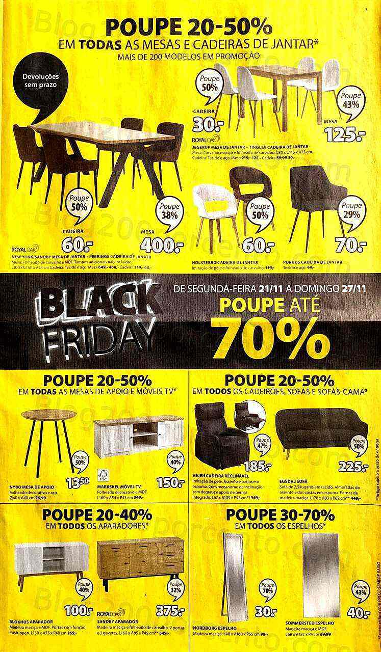 Antevisão Folheto JYSK Black Friday Promoções de 21 a 27 novembro