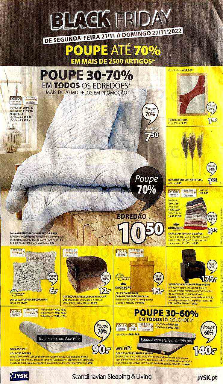 Antevisão Folheto JYSK Black Friday Promoções de 21 a 27 novembro