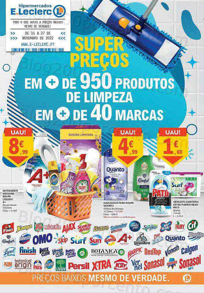 Antevisão Folheto E-LECLERC Limpeza e Higiene Promoções de 15 a 27 novembro