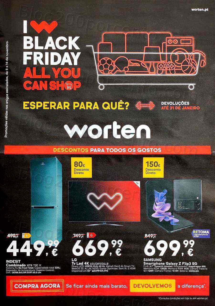 Antevisão Folheto WORTEN Black Friday Promoções de 8 a 14 novembro