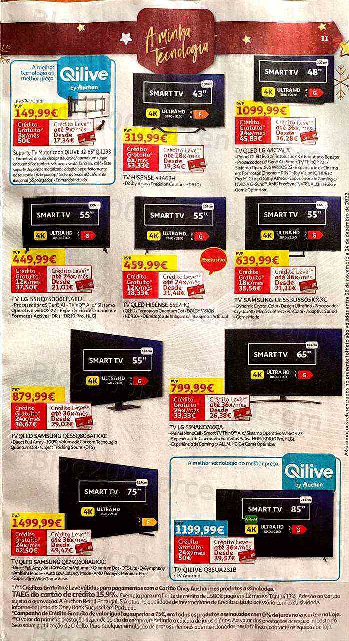 Antevisão Folheto AUCHAN Tecnologia Natal Promoções de 28 novembro a 24 dezembro