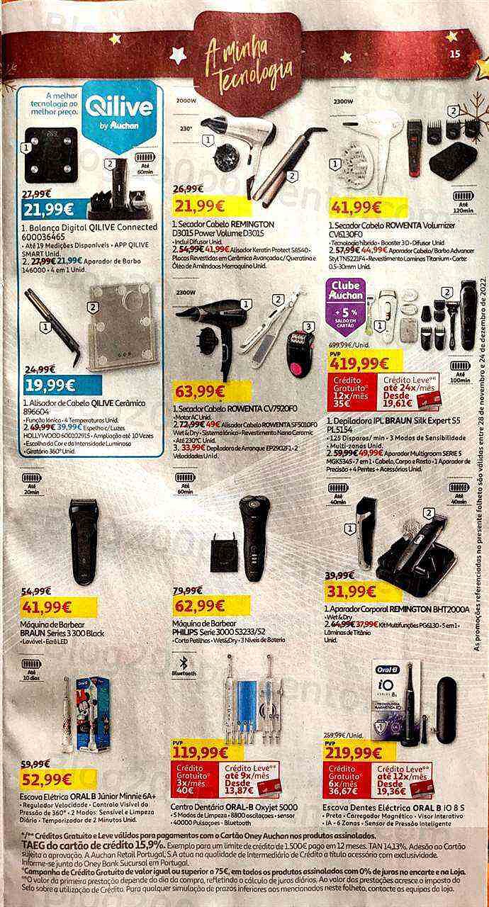 Antevisão Folheto AUCHAN Tecnologia Natal Promoções de 28 novembro a 24 dezembro