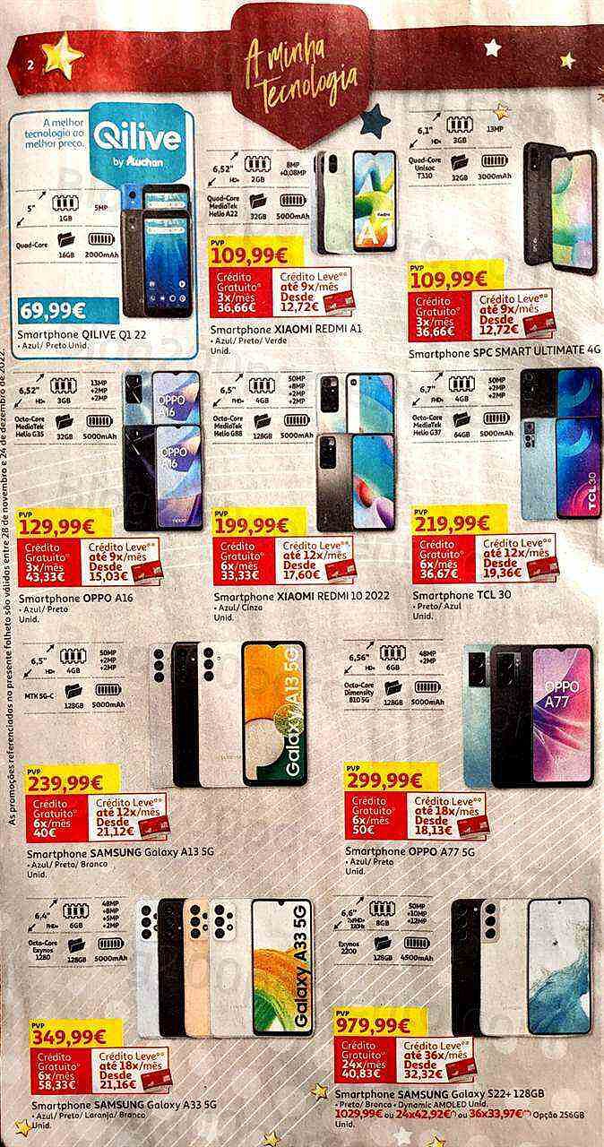 Antevisão Folheto AUCHAN Tecnologia Natal Promoções de 28 novembro a 24 dezembro