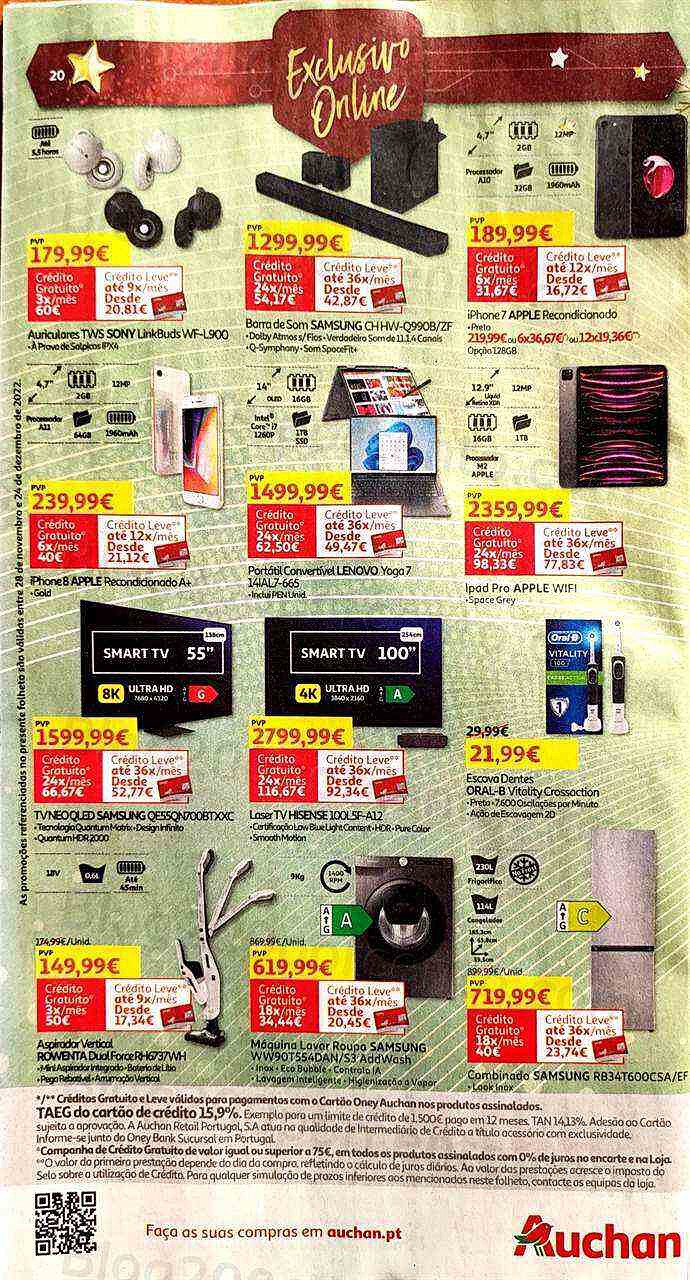 Antevisão Folheto AUCHAN Tecnologia Natal Promoções de 28 novembro a 24 dezembro