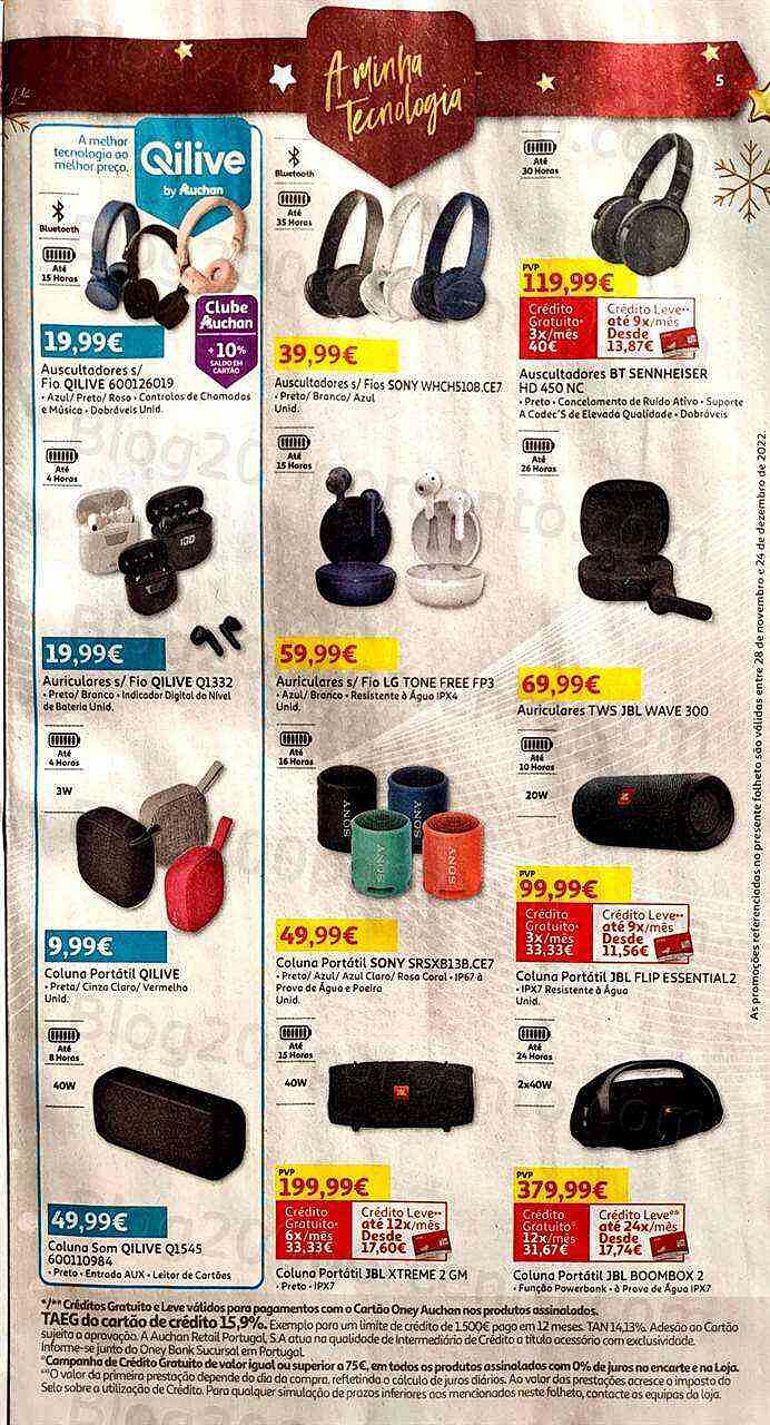 Antevisão Folheto AUCHAN Tecnologia Natal Promoções de 28 novembro a 24 dezembro