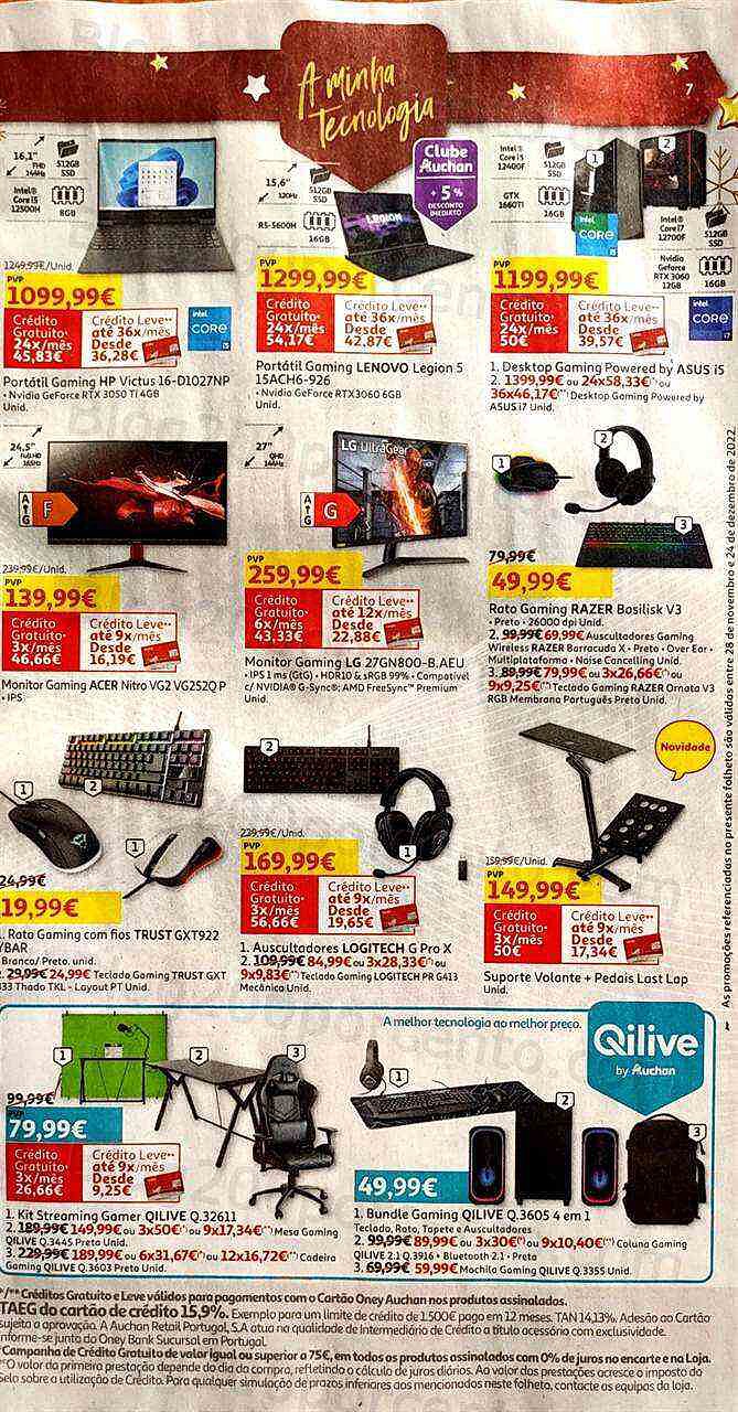 Antevisão Folheto AUCHAN Tecnologia Natal Promoções de 28 novembro a 24 dezembro