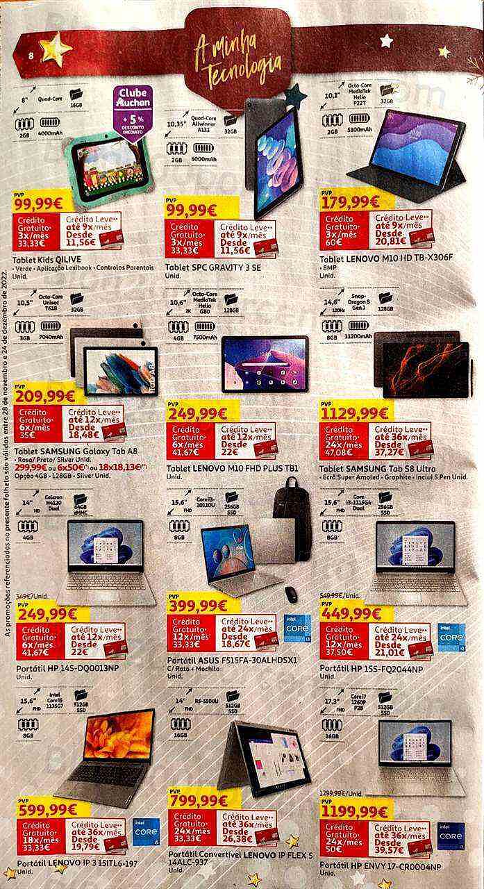 Antevisão Folheto AUCHAN Tecnologia Natal Promoções de 28 novembro a 24 dezembro