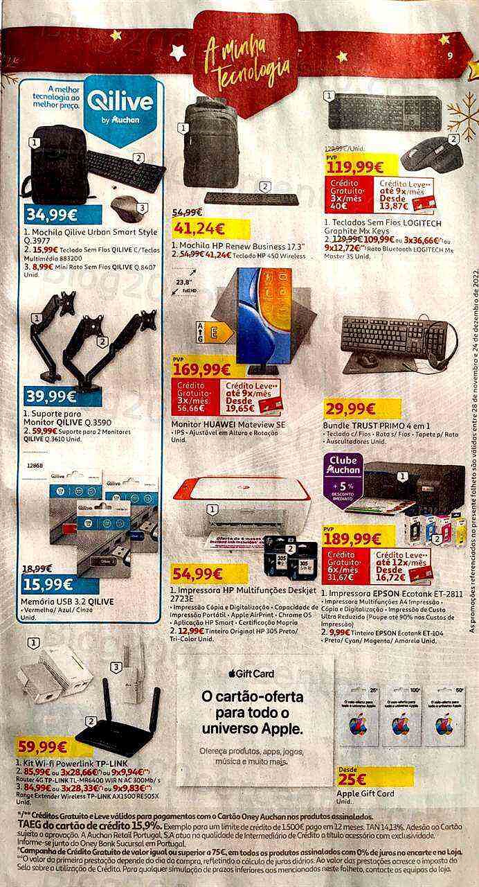 Antevisão Folheto AUCHAN Tecnologia Natal Promoções de 28 novembro a 24 dezembro