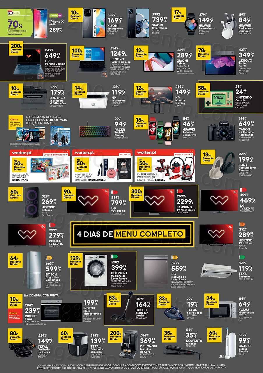 Antevisão Folheto WORTEN Black Friday Fim de Semana - 18 a 21 novembro
