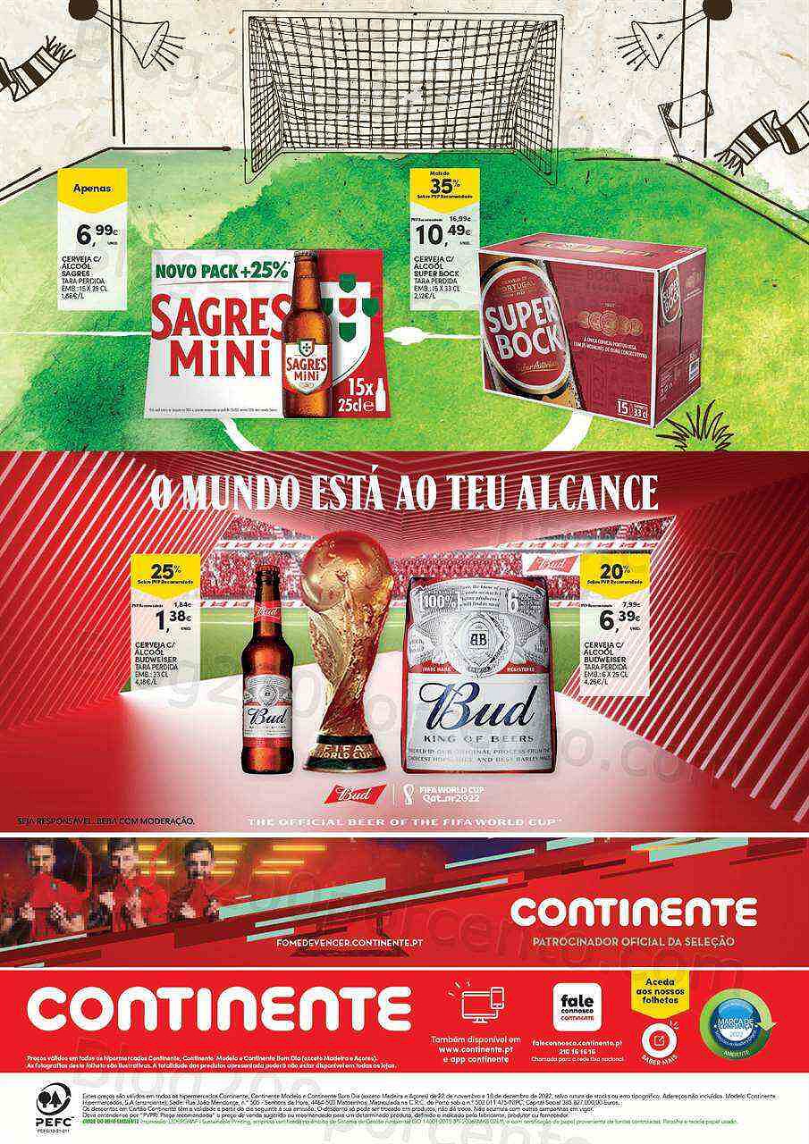 Antevisão Folheto CONTINENTE Cervejas Promoções de 22 novembro a 18 dezembro