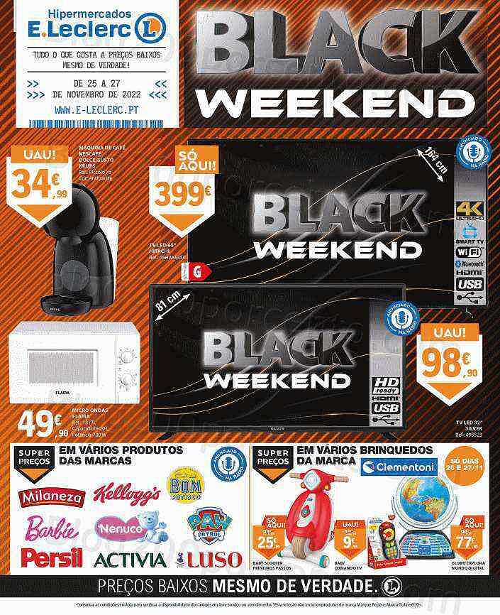 Antevisão Folheto E-LECLERC Black Weekend - Black Friday - 25 a 27 novembro