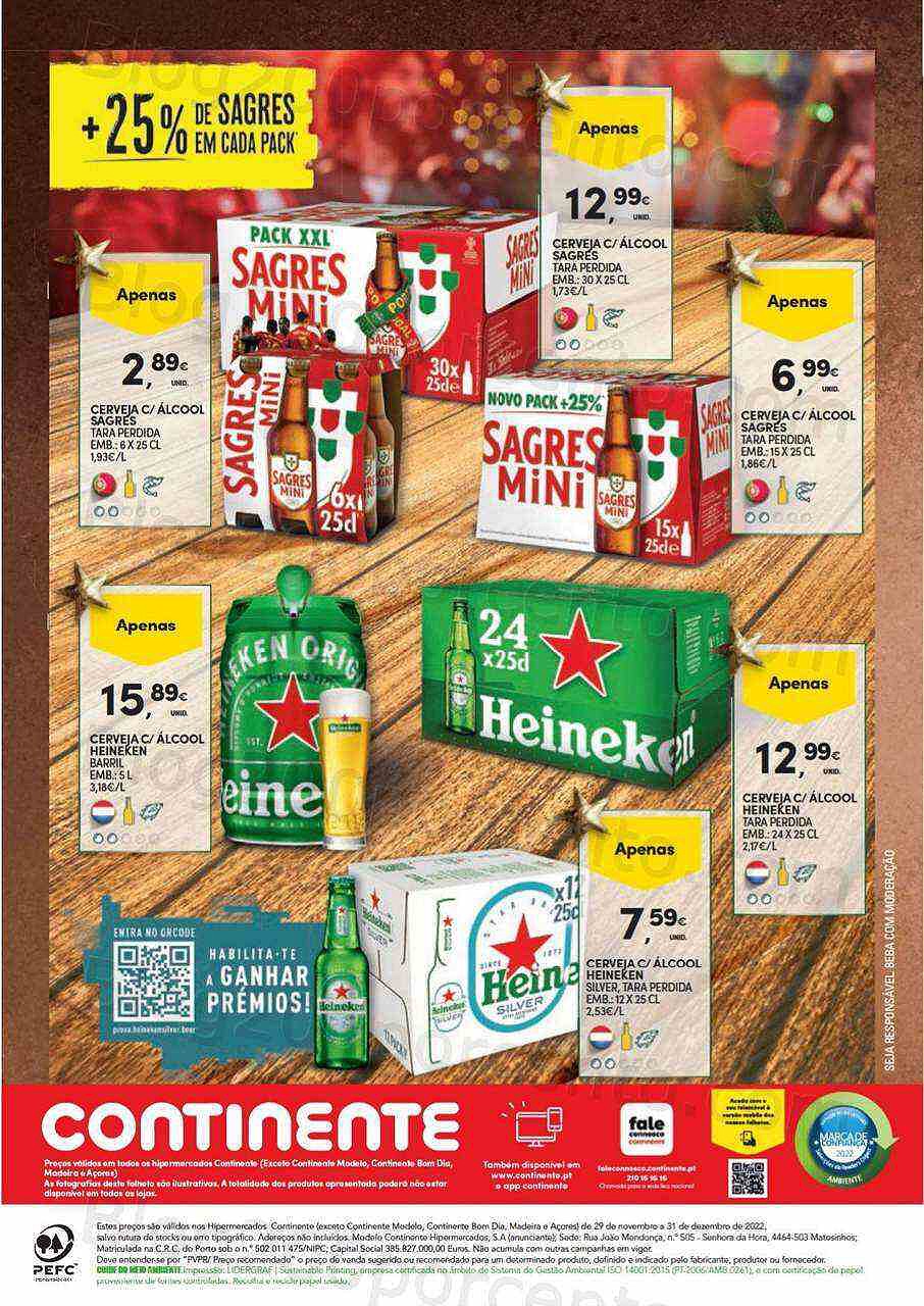 Antevisão Folheto CONTINENTE Especial Cervejas Promoções de 29 novembro a 31 dezembro