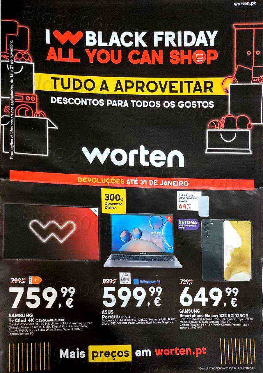 Antevisão Folheto WORTEN Black Friday Promoções de 15 a 21 novembro