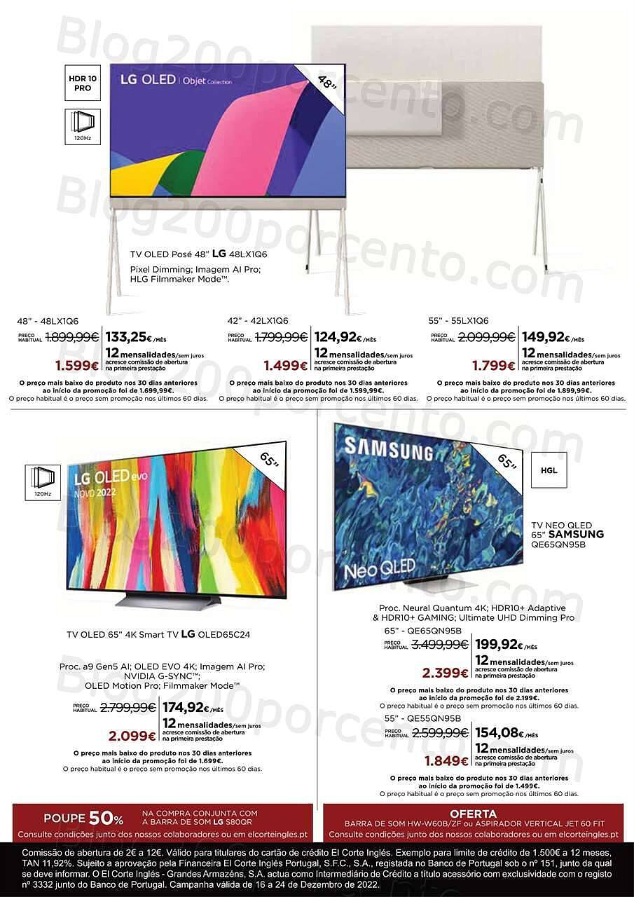 Antevisão Folheto EL CORTE INGLÉS Tecnologia Promoções de 16 a 24 dezembro
