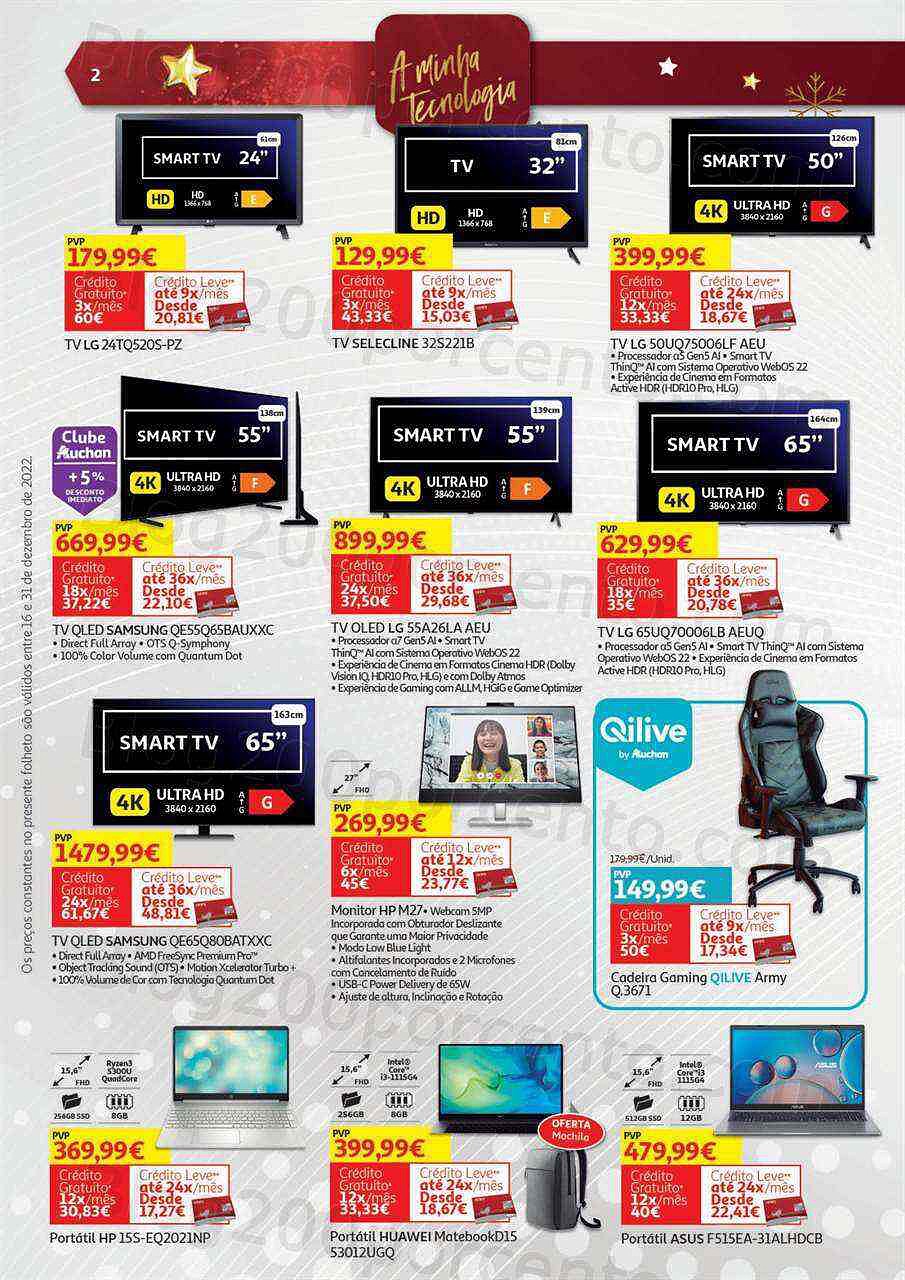 Antevisão Folheto AUCHAN Tecnologia Promoções de 16 a 31 dezembro