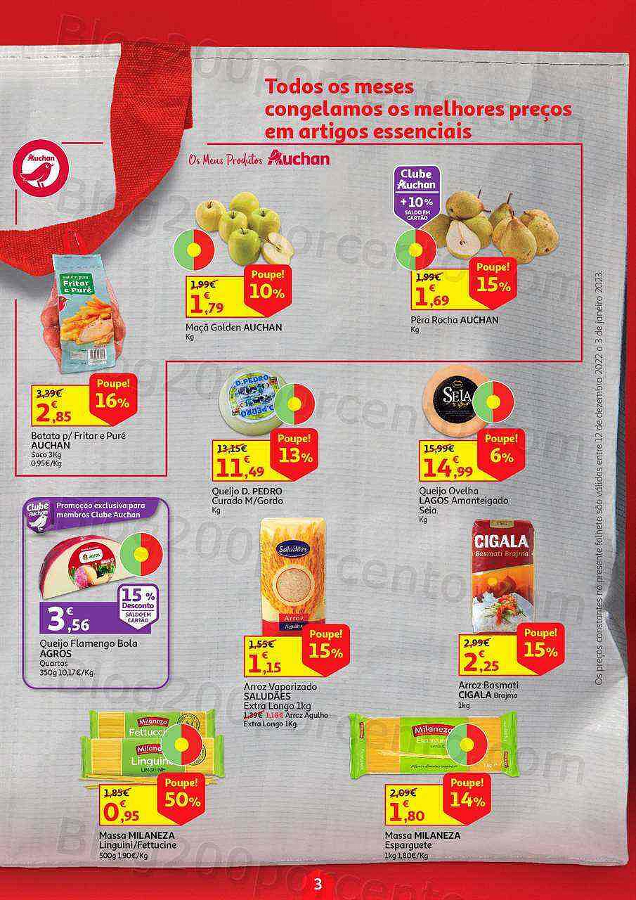 Antevisão Folheto AUCHAN Cabaz Poupança Promoções de 12 dezembro a 3 janeiro