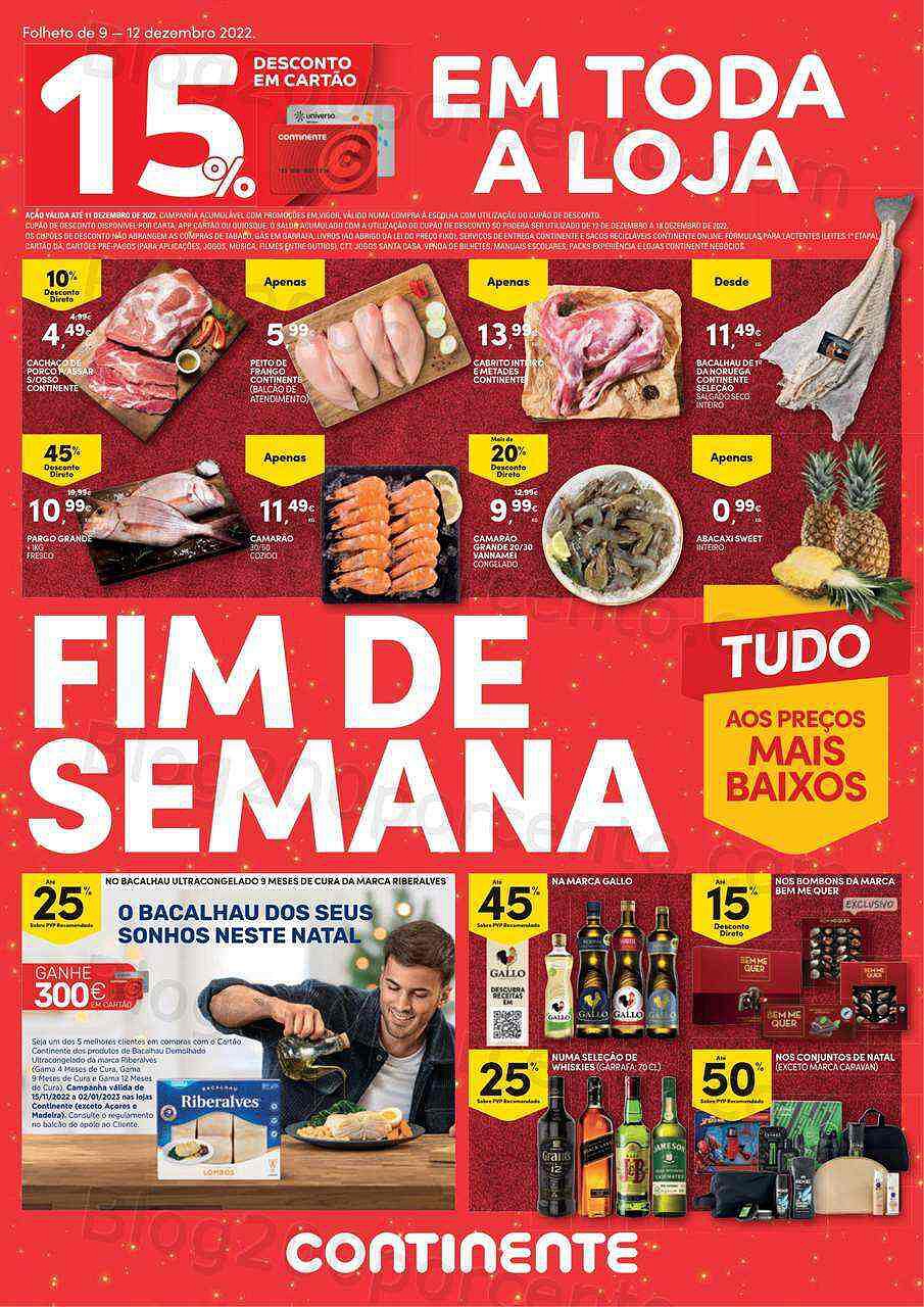 Antevisão Folheto CONTINENTE Promoções Fim de Semana - 9 a 12 dezembro