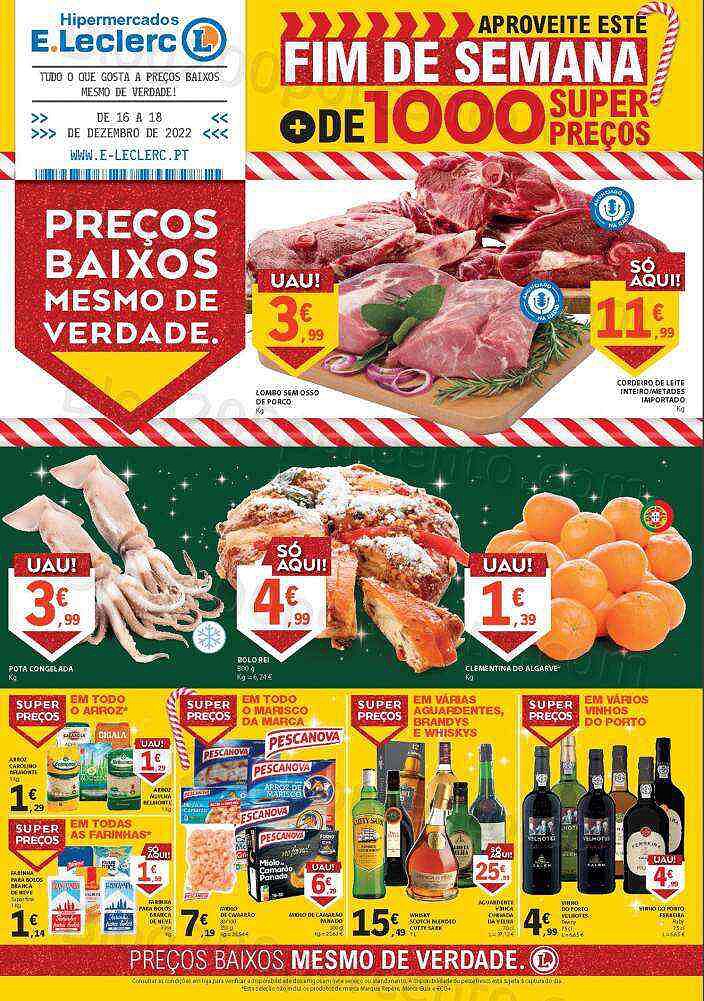 Antevisão Folheto E-LECLERC Promoções Fim de Semana - 16 a 18 dezembro
