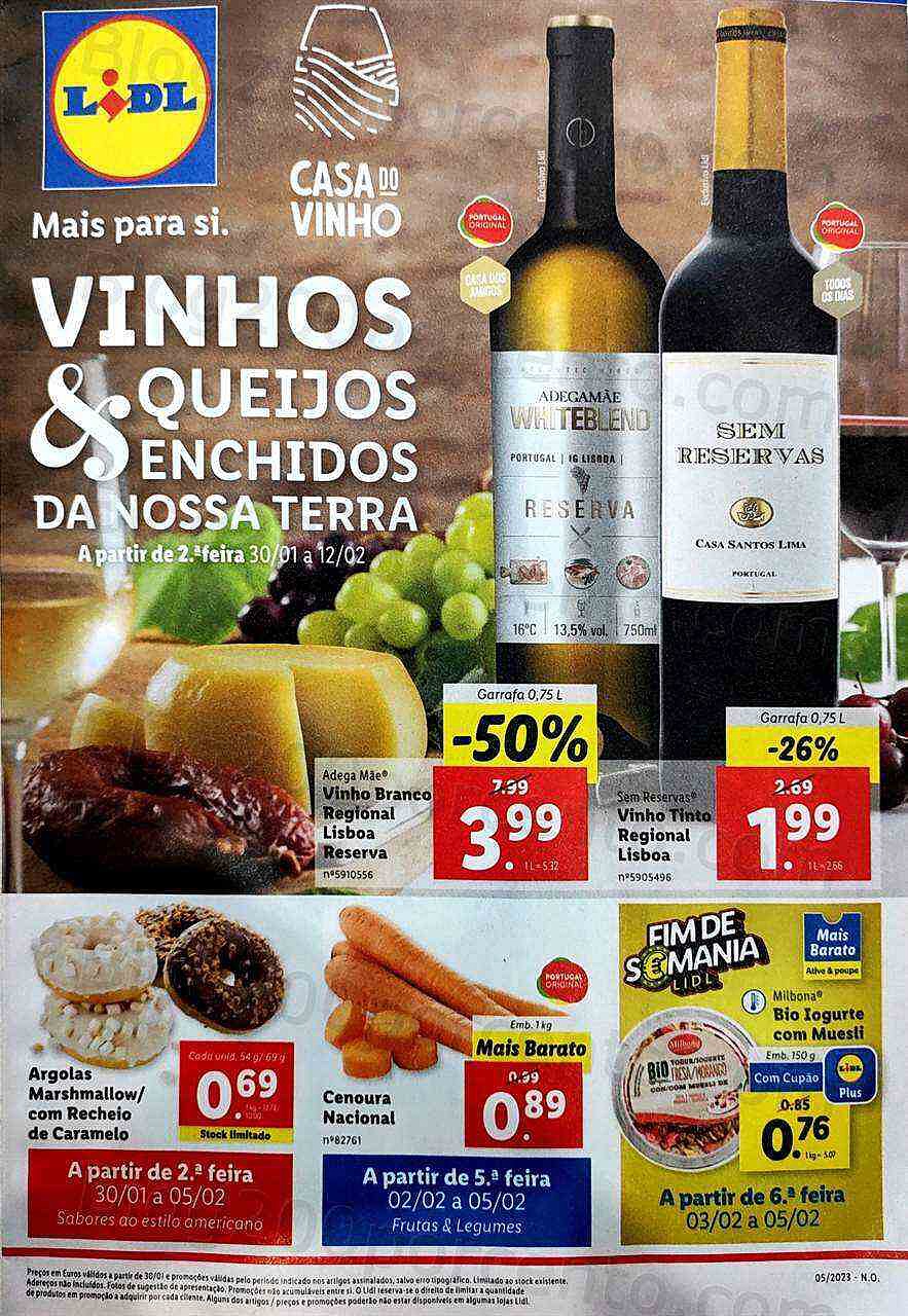 Antevisão Folheto LIDL Feira Queijos, Enchidos e Vinhos Promoções de 30 janeiro a 12 fevereiro