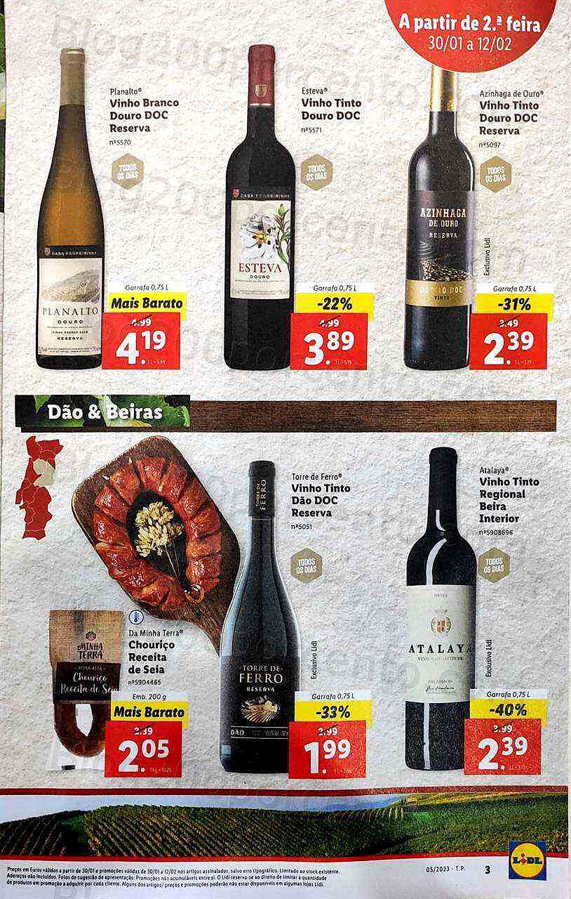 Antevisão Folheto LIDL Feira Queijos, Enchidos e Vinhos Promoções de 30 janeiro a 12 fevereiro