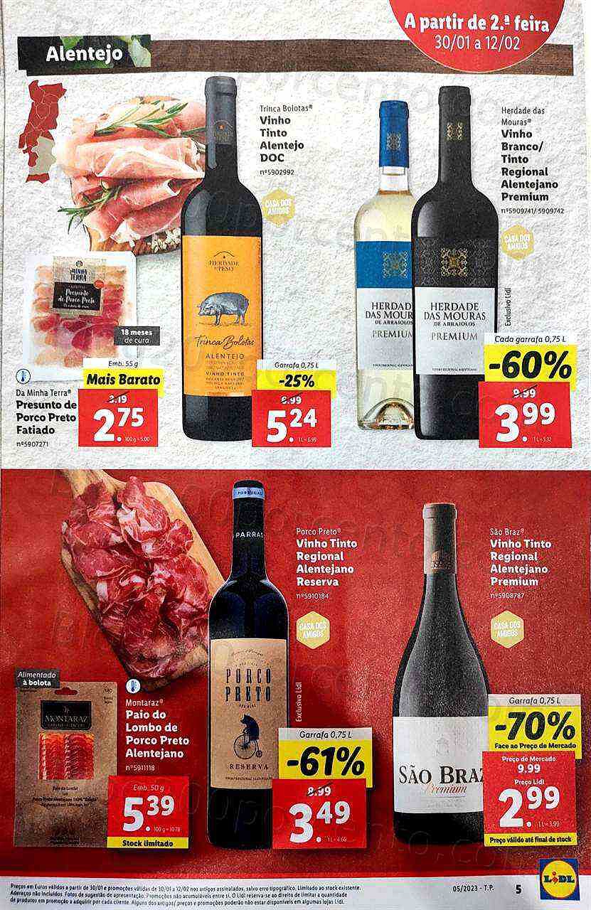 Antevisão Folheto LIDL Feira Queijos, Enchidos e Vinhos Promoções de 30 janeiro a 12 fevereiro
