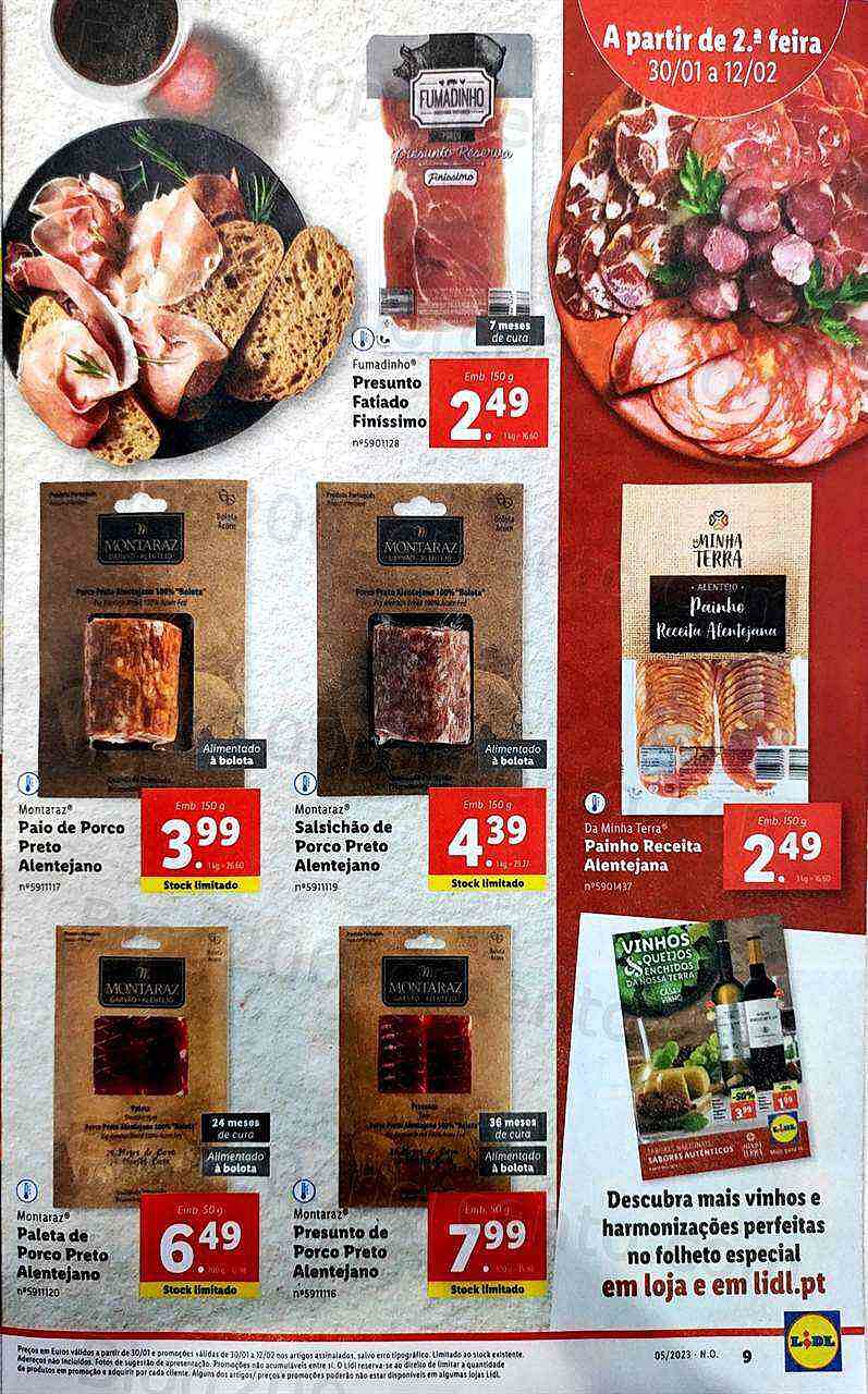 Antevisão Folheto LIDL Feira Queijos, Enchidos e Vinhos Promoções de 30 janeiro a 12 fevereiro