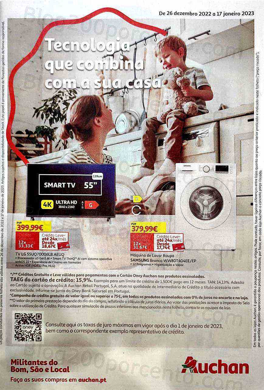 Antevisão Folheto AUCHAN Tecnologia Promoções de 26 dezembro a 17 janeiro