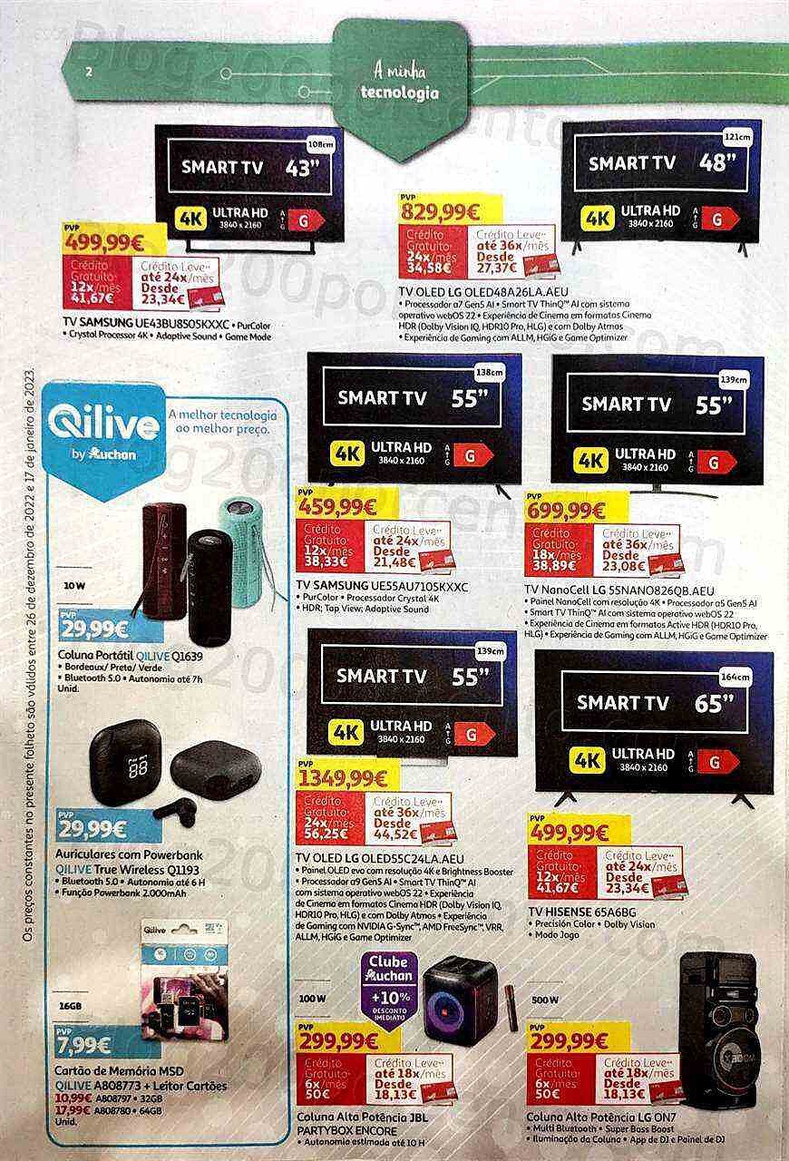 Antevisão Folheto AUCHAN Tecnologia Promoções de 26 dezembro a 17 janeiro