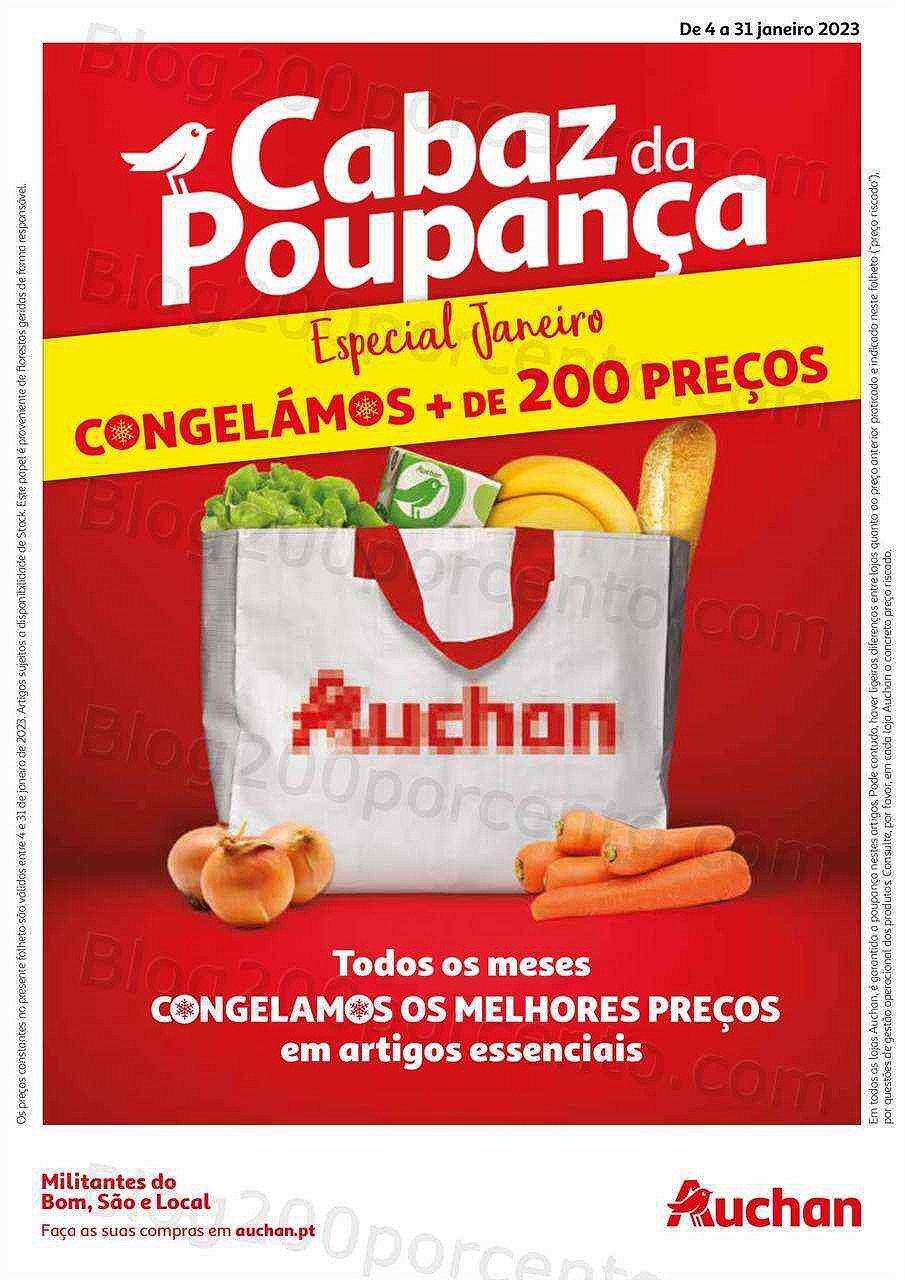Antevisão Folheto AUCHAN Cabaz Poupança Promoções de 4 a 31 janeiro