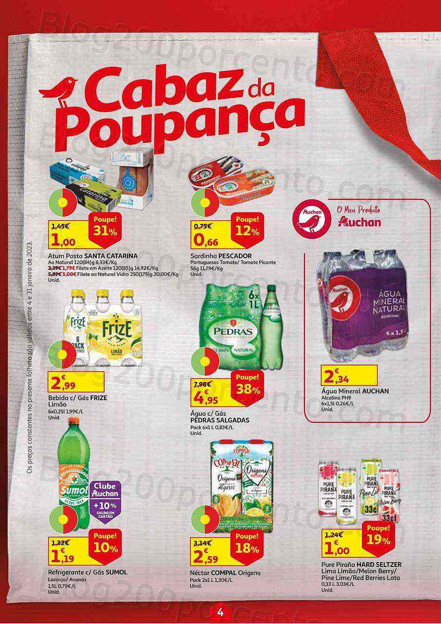 Antevisão Folheto AUCHAN Cabaz Poupança Promoções de 4 a 31 janeiro