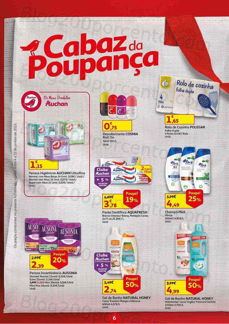 Antevisão Folheto AUCHAN Cabaz Poupança Promoções de 4 a 31 janeiro