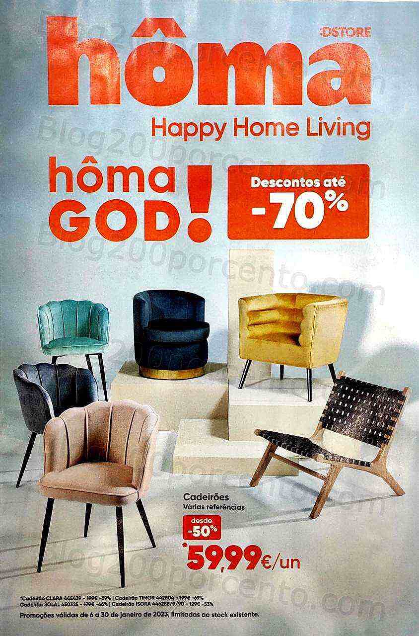 Antevisão Folheto HÔMA Promoções até 70% desconto de 6 a 30 janeiro