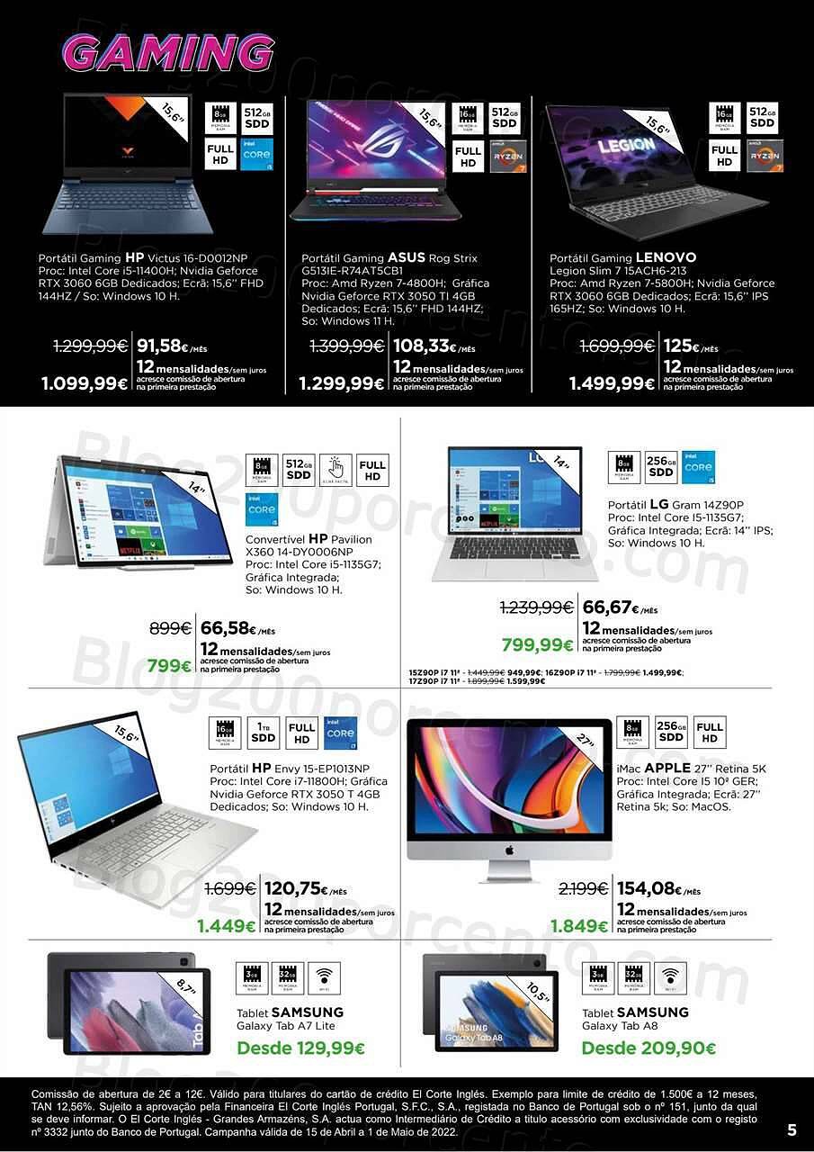 Antevisão Folheto EL CORTE INGLÉS Tecnologia até 1 maio