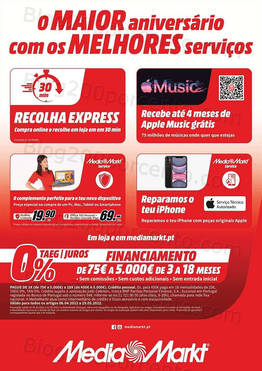 Antevisão Folheto MEDIA MARKT Aniversário Promoções de 6 maio a 31 junho