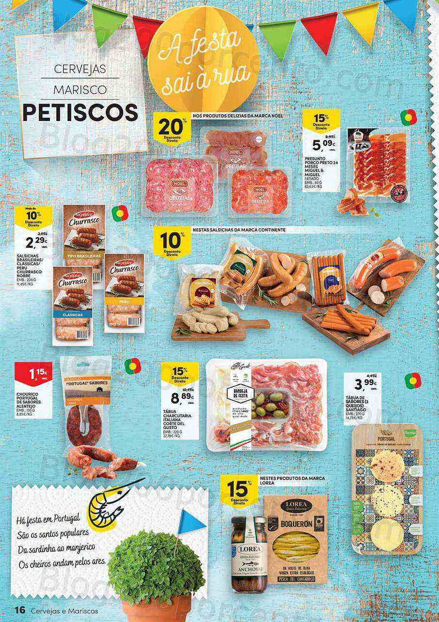 Antevisão Folheto CONTINENTE Santos Populares Promoções de 27 maio a 12 junho