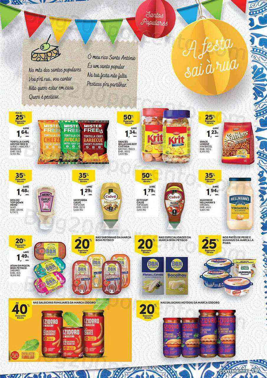 Antevisão Folheto CONTINENTE Santos Populares Promoções de 27 maio a 12 junho