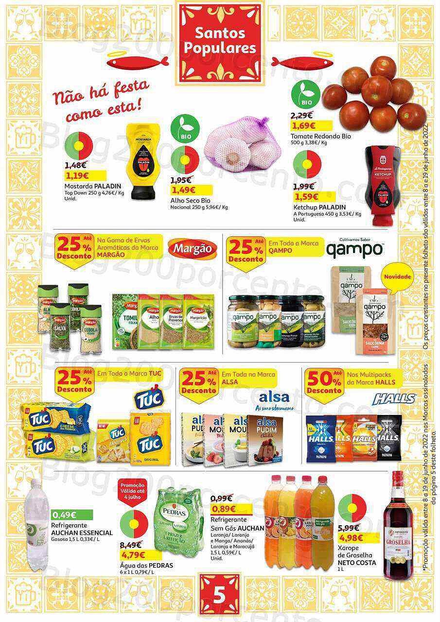 Antevisão Folheto AUCHAN Especial Santos Populares Promoções de 8 a 19 junho