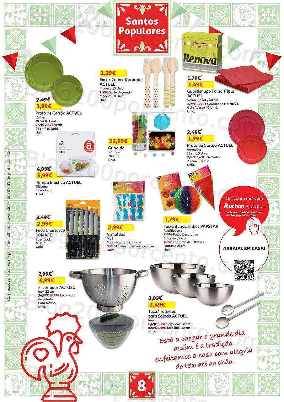 Antevisão Folheto AUCHAN Especial Santos Populares Promoções de 8 a 19 junho