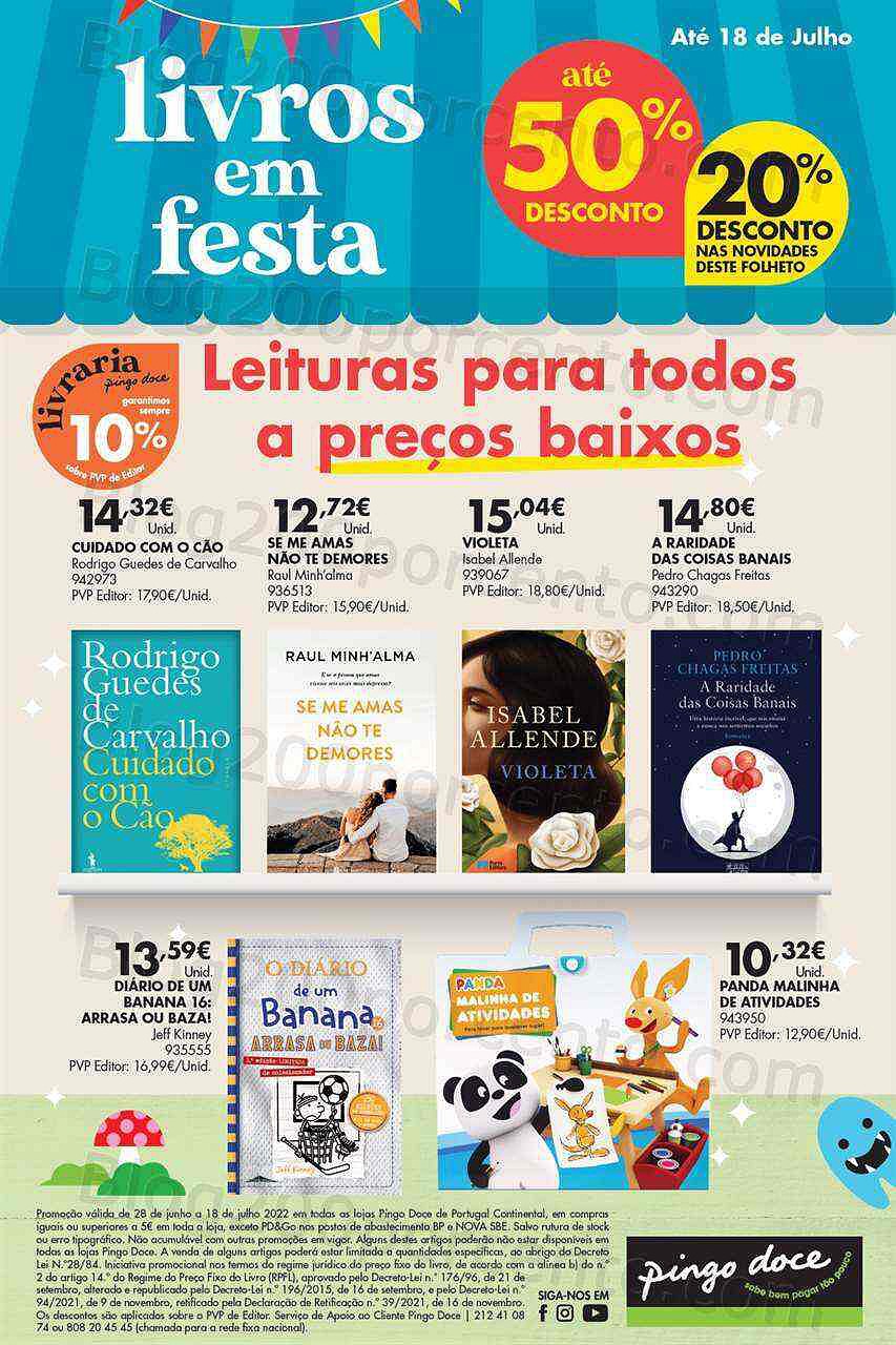 Antevisão Folheto PINGO DOCE Bazar Feira do Livro Promoções de 28 junho a 18 julho