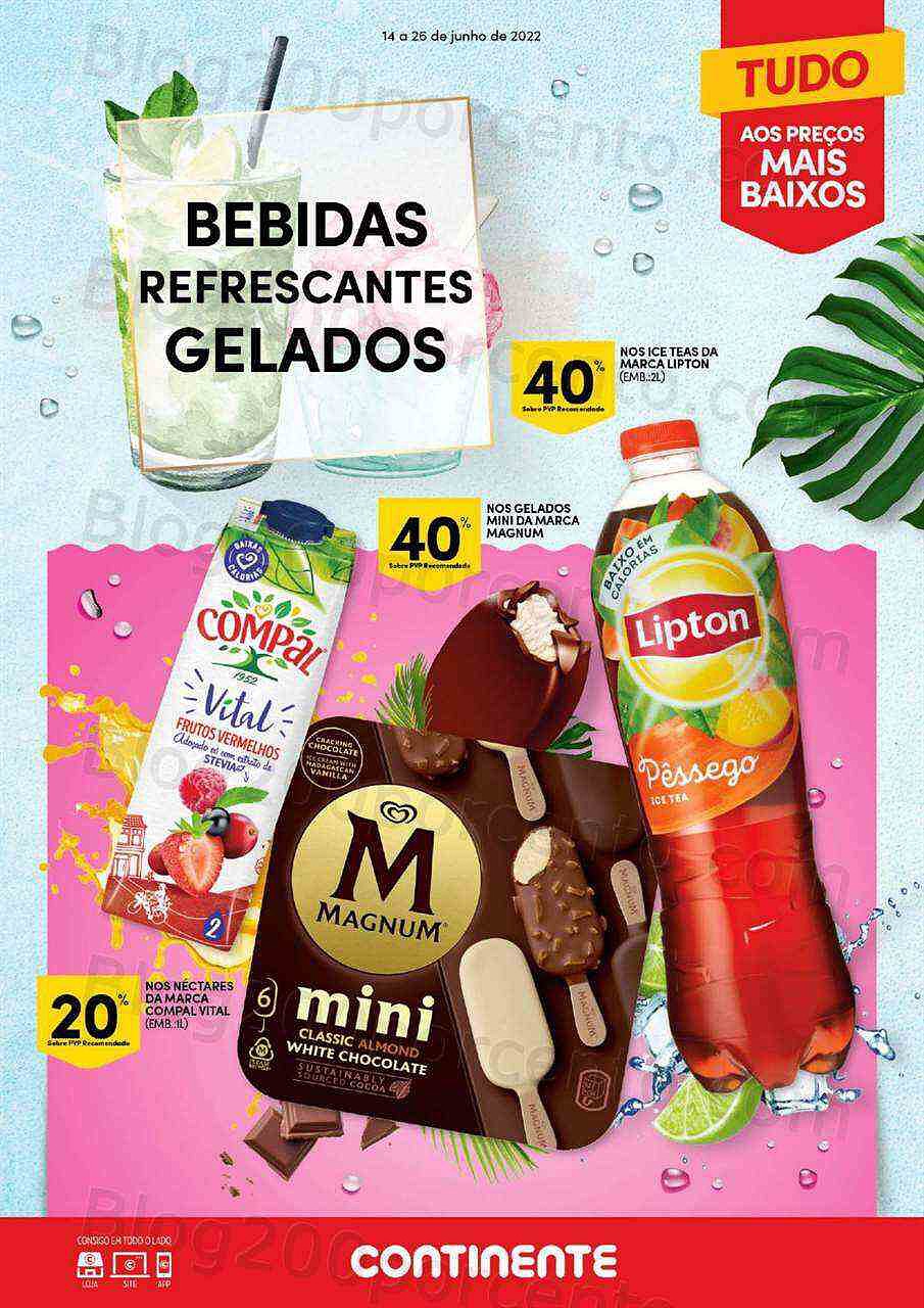 Antevisão Folheto CONTINENTE Bebidas e Gelados Promoções de 14 a 26 junho