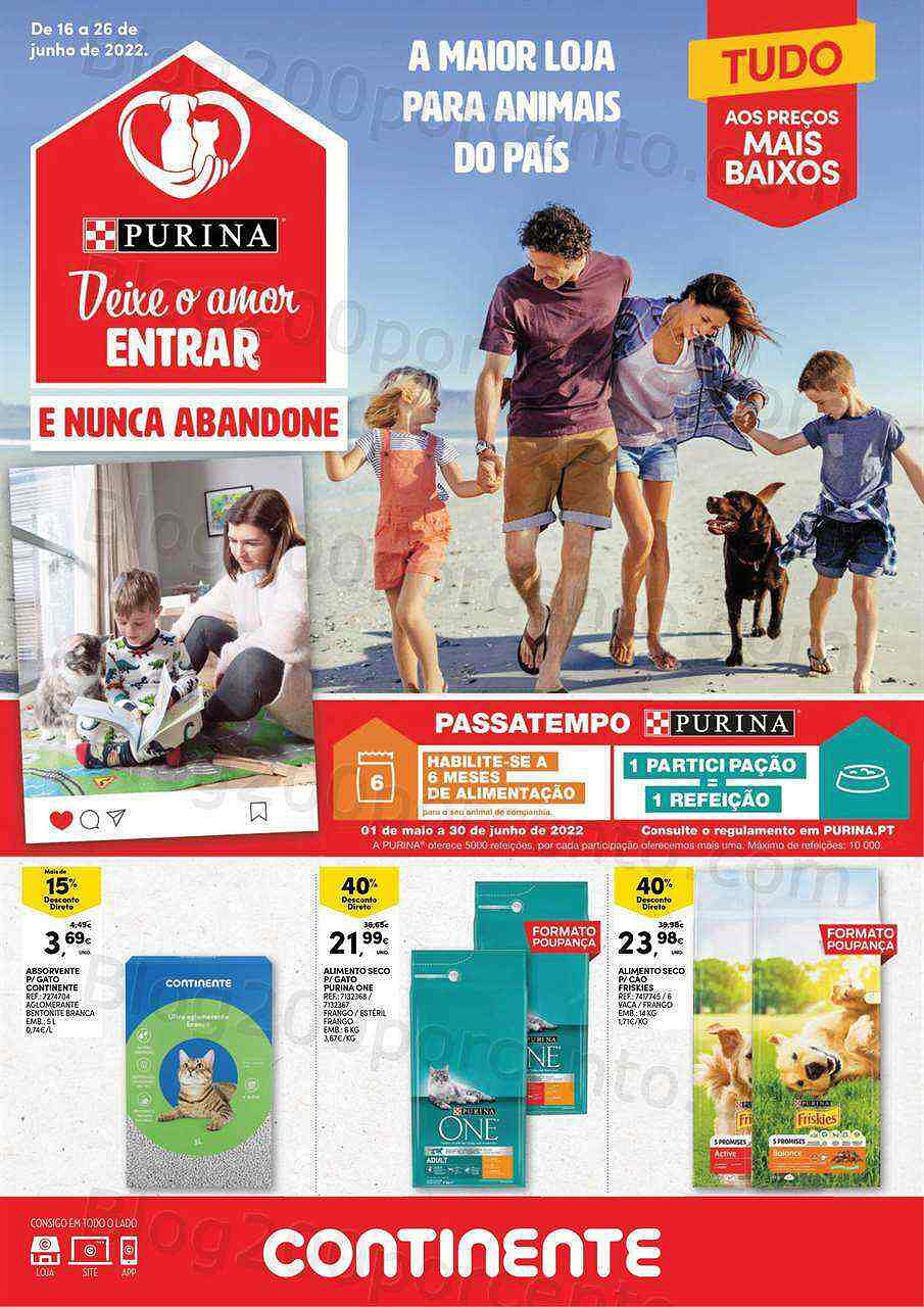Antevisão Folheto CONTINENTE Especial Pets Promoções de 16 a 26 junho
