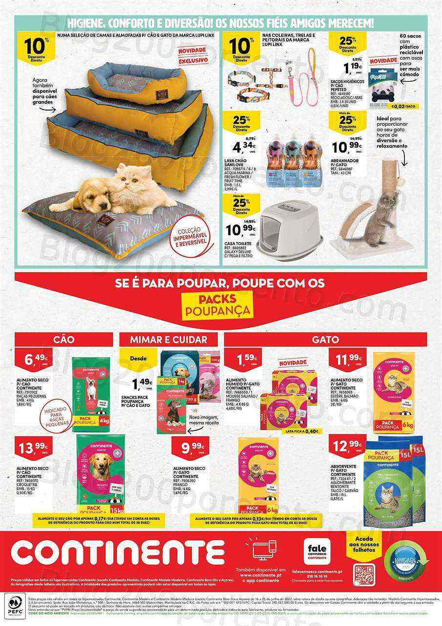 Antevisão Folheto CONTINENTE Especial Pets Promoções de 16 a 26 junho