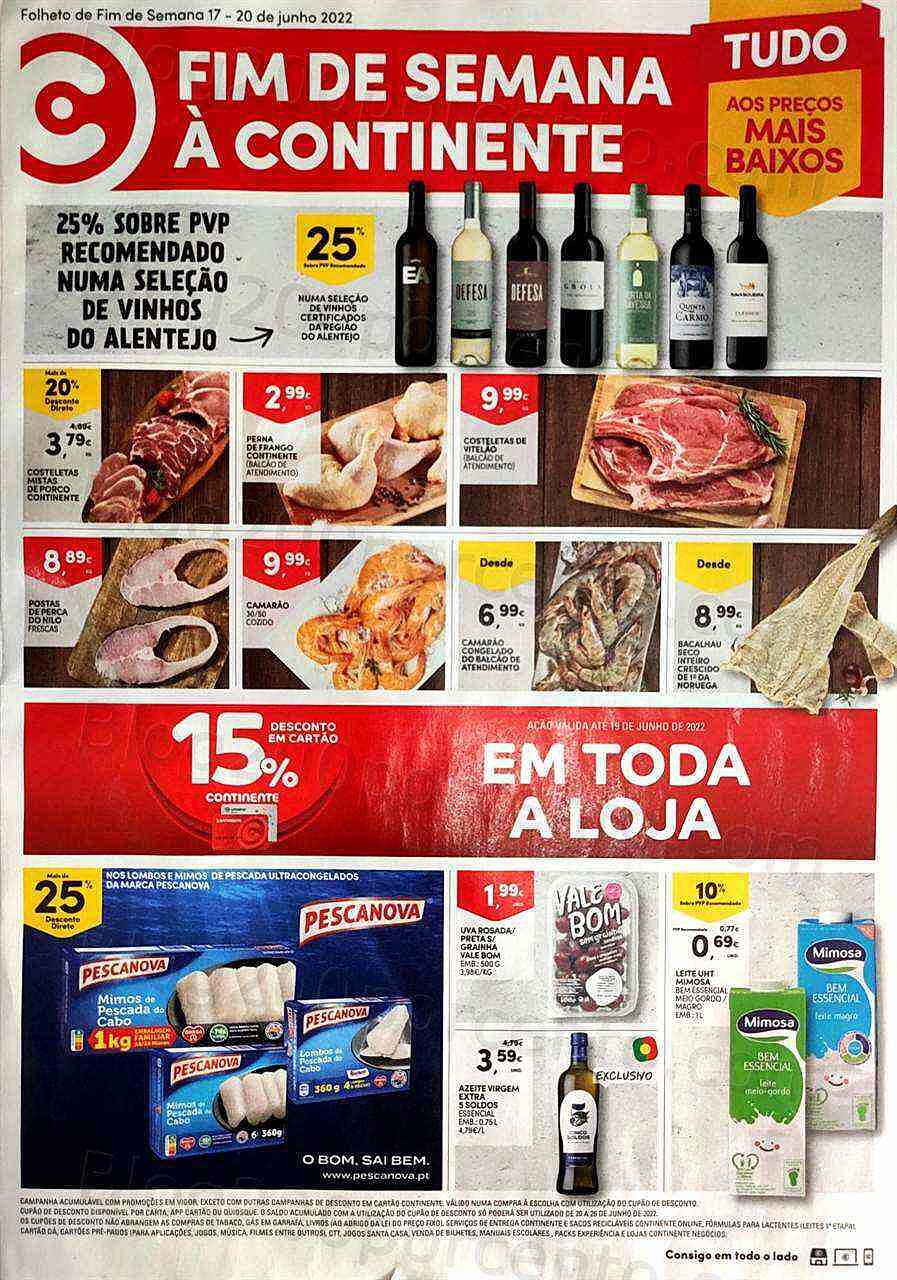 Antevisão Folheto CONTINENTE Promoções Fim de Semana - 17 a 20 junho